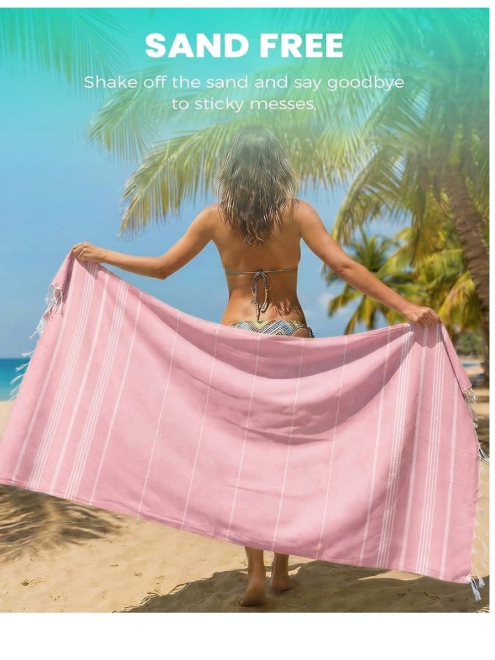 NEW Genovega Turkish Beach Towel Travel Vacation Essentials Quick Dry Sand Free